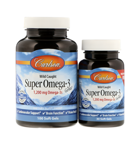 Carlson Labs Wild Caught Super Omega-3 Gems 1200mg 100 + 30 Mjukgelkapslar