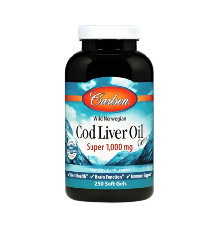 Carlson Labs Wild Norwegian Cod Liver Oil Gems 1000mg 250 Mjukgelkapslar