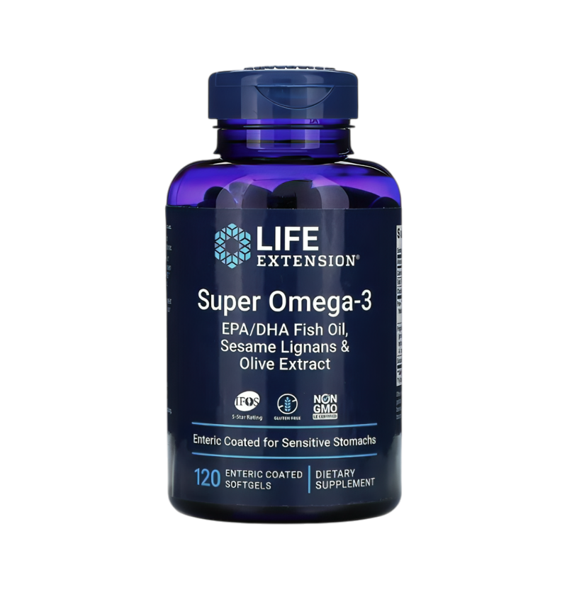 Life Extension Super Omega-3 EPA/DHA with Sesame Lignans & Olive Extract 120 Enterodragerade Mjukgelkapslar