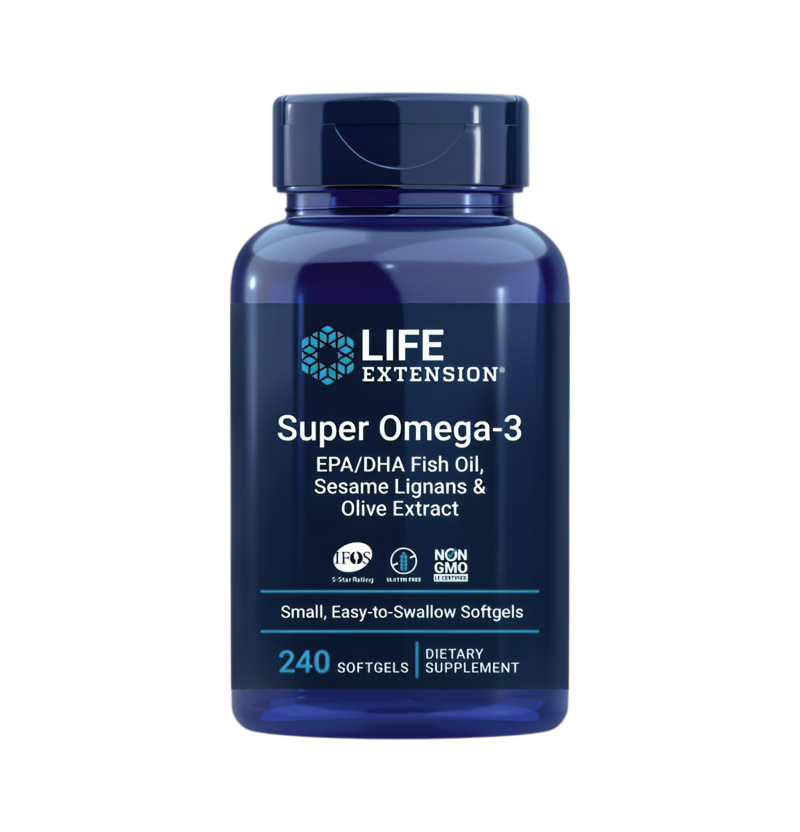 Life Extension Super Omega-3 EPA/DHA with Sesame Lignans & Olive Extract 240 Mjukgelkapslar