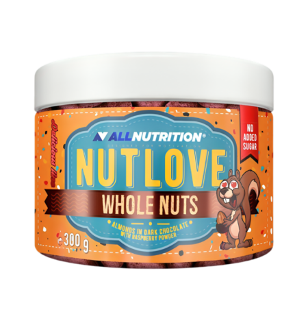 Allnutrition Nutlove Whole Nuts, Almonds in Dark Chocolate with Raspberry Powder 300g
