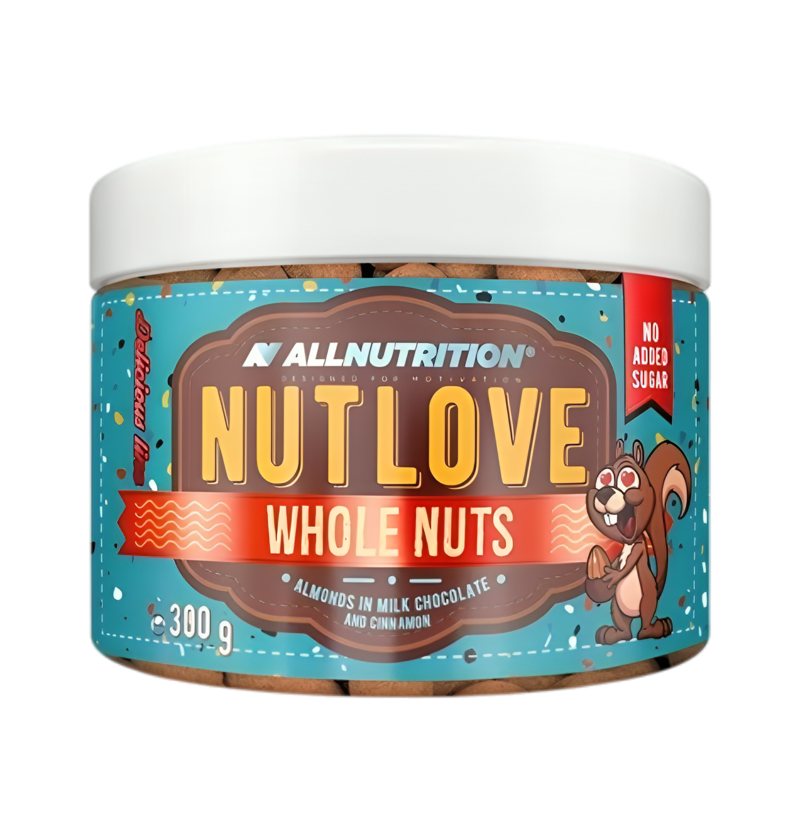 Allnutrition Nutlove Whole Nuts, Almonds in Milk Chocolate and Cinnamon - 300g