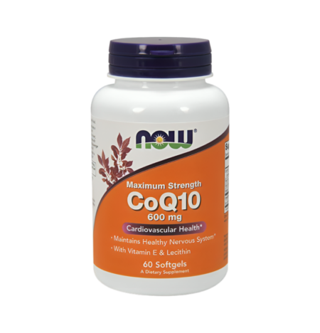 NOW Foods CoQ10 med Lecithin & Vitamin E 600mg 60 Mjukgelkapslar
