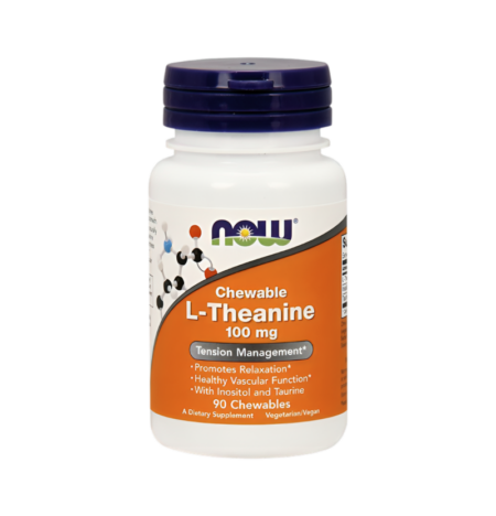 NOW Foods L-Theanine with Inositol and Taurine 100mg 90 Tuggtabletter