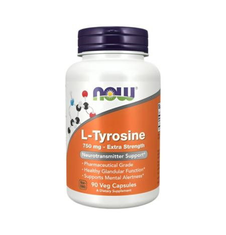 NOW Foods L-Tyrosine Extra Styrka 750mg 90 Vegetariska Kapslar