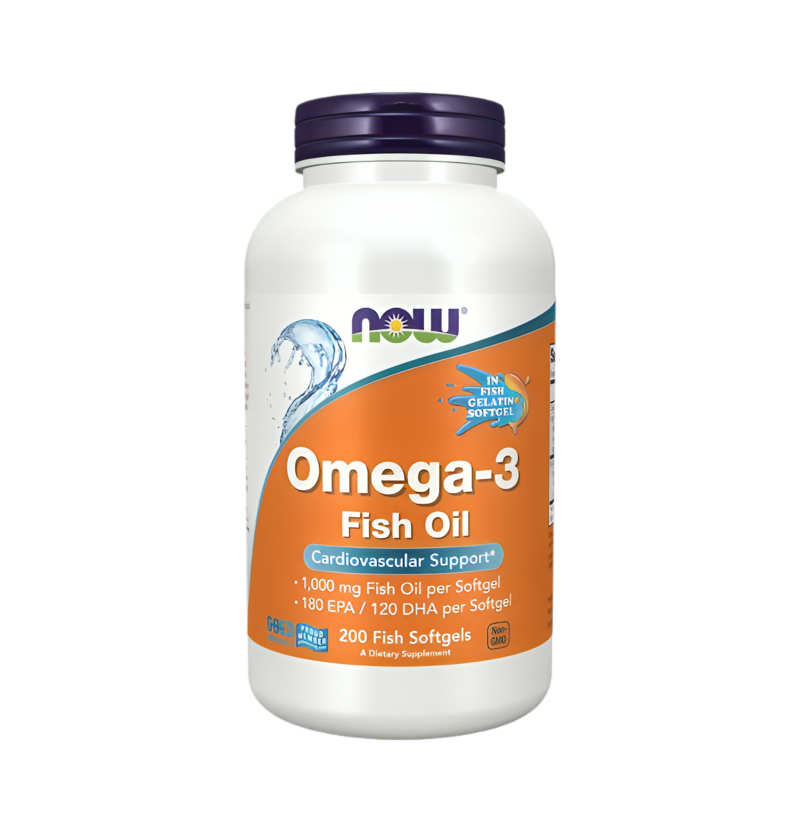 NOW Foods Omega-3 Fish Oil Molecularly Distilled 200 Mjuka kapslar