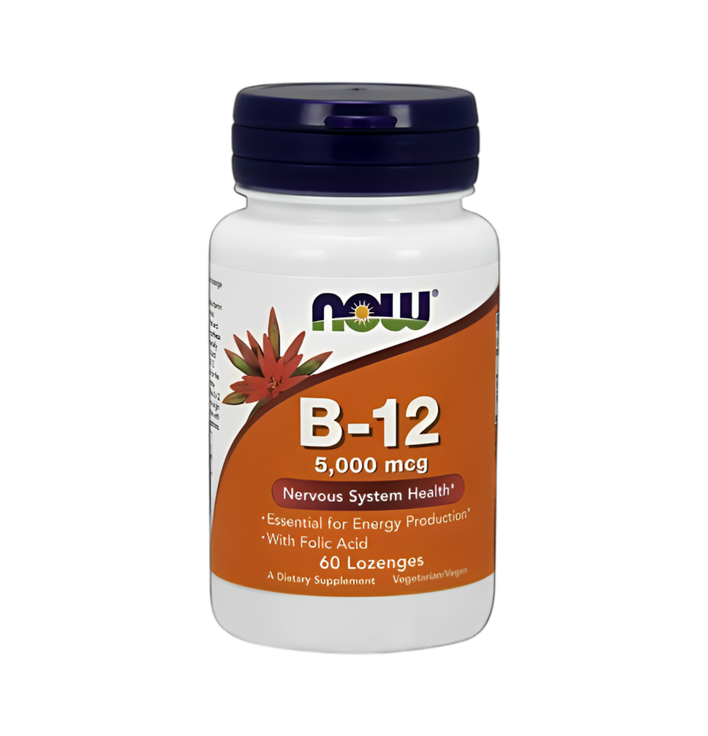 NOW Foods Vitamin B-12 with Folic Acid 5000µg 60 Sugtabletter