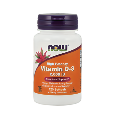NOW Foods Vitamin D-3 2000IU 120 Mjukgelkapslar