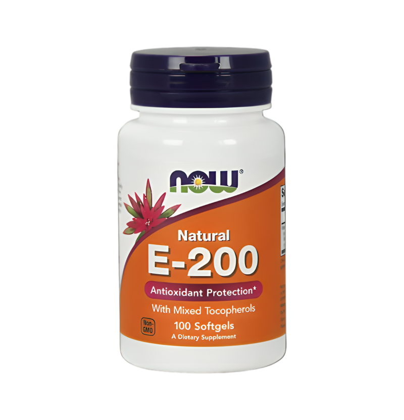 NOW Foods Vitamin E-200 Natural (Mixed Tocopherols) 100 Mjukgelkapslar
