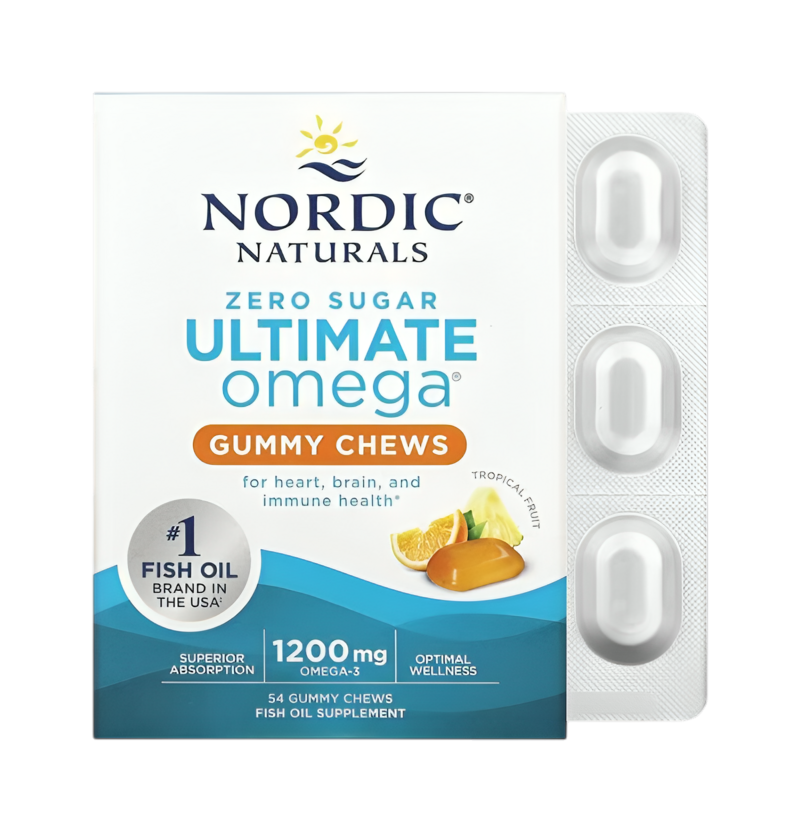 Nordic Naturals Ultimate Omega Gummy Chews 1200mg Tropical Fruit 54 Gummisar