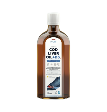 Osavi Norwegian Cod Liver Oil + D3, 1000mg Omega 3 (Lemon) 250ml