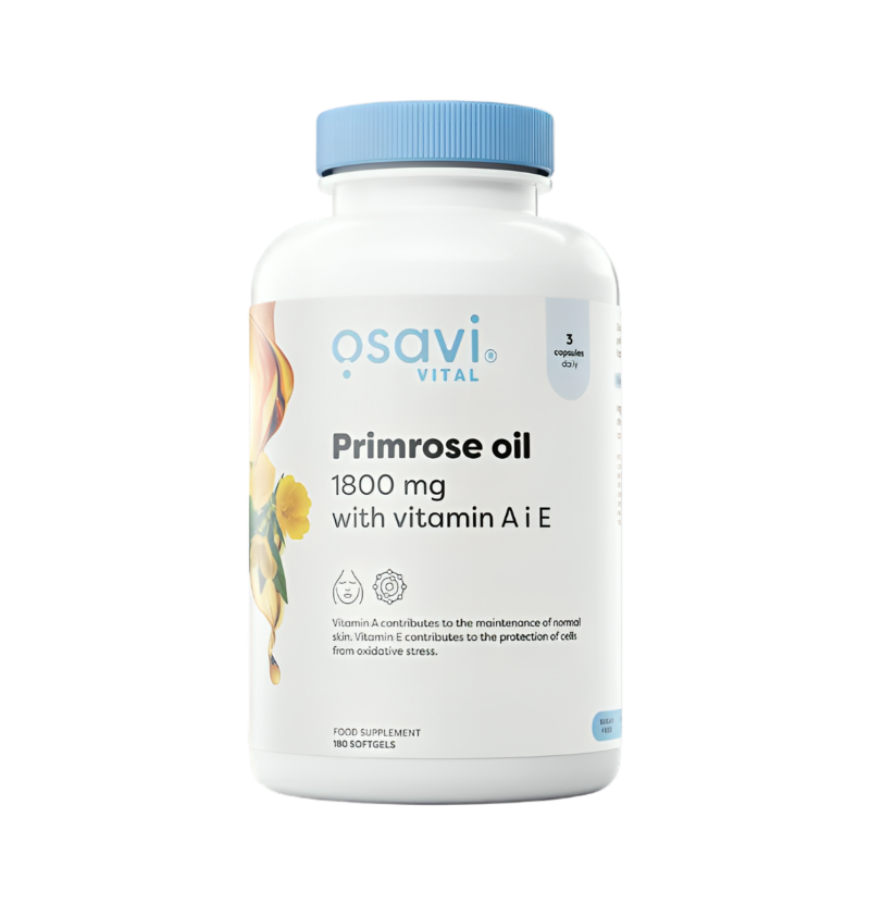 Osavi Primrose Oil med Vitamin A & E 1800mg 180 Mjukgelkapslar