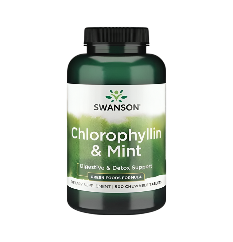 Swanson Chlorophyllin & Mint 500 Tuggtabletter