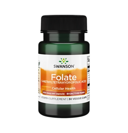 Swanson Folate (5-Methyltetrahydrofolic Acid) 400µg 30 Vegetariska Kapslar
