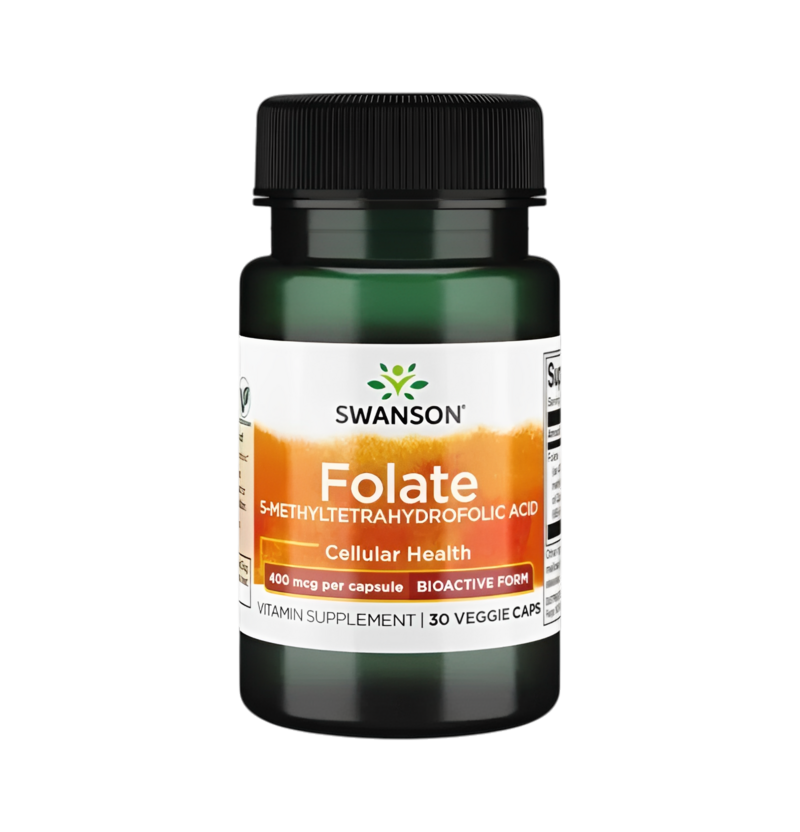 Swanson Folate (5-Methyltetrahydrofolic Acid) 400µg 30 Vegetariska Kapslar