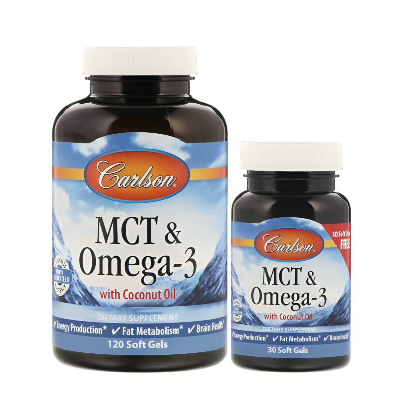 Carlson Labs MCT & Omega-3 120 + 30 Mjuka Gelkapslar