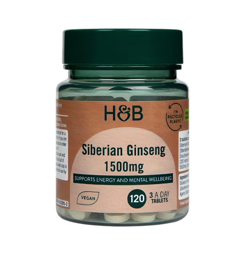 Holland & Barrett Siberian Ginseng 1500mg 120 Veganska Tabletter
