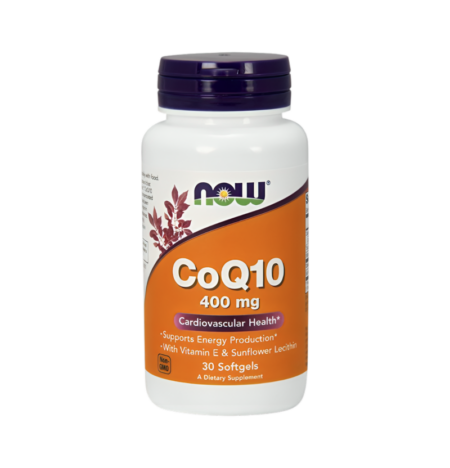 NOW Foods CoQ10 with Vitamin E & Sunflower Lecithin 400mg 30 Mjuka gelkapslar