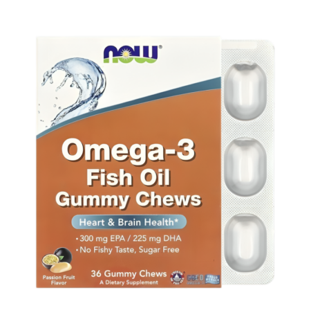 NOW Foods Omega-3 Fish Oil Gummy Chews, Passion Fruit 36 Tuggtabletter