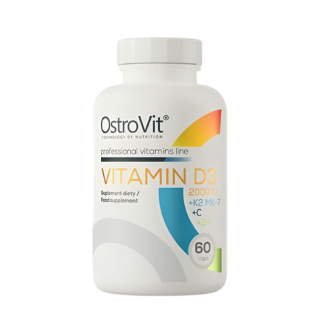 OstroVit Vitamin D3 2000IU + K2 MK-7 + C + Zn 60 Kapslar